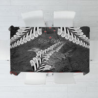 New Zealand Weka Personalised Tablecloth Aotearoa Hen Silver Fern Maori Pattern LT22 Black - Polynesian Pride