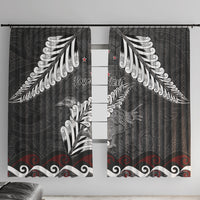New Zealand Weka Personalised Window Curtain Aotearoa Hen Silver Fern Maori Pattern