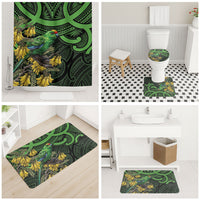 New Zealand Parakeet Bird Bathroom Set Maori Kakariki Kowhai Maori Pattern
