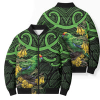New Zealand Parakeet Bird Bomber Puffer Jacket Maori Kakariki Kowhai Maori Pattern