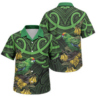 New Zealand Parakeet Bird Family Matching Tank Maxi Dress and Hawaiian Shirt Maori Kakariki Kowhai Maori Pattern LT22 Son's Shirt Green - Polynesian Pride