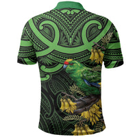 New Zealand Parakeet Bird Polo Shirt Maori Kakariki Kowhai Maori Pattern LT22 - Polynesian Pride
