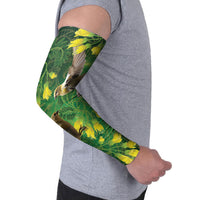 Bellbird New Zealand Personalised Arm Sleeves Kowhai Flower Maori Pattern