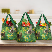 Bellbird New Zealand Personalised Grocery Bag Kowhai Flower Maori Pattern LT22 3-pack One Size Green - Polynesian Pride