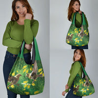 Bellbird New Zealand Personalised Grocery Bag Kowhai Flower Maori Pattern LT22 - Polynesian Pride