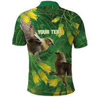 Bellbird New Zealand Personalised Polo Shirt Kowhai Flower Maori Pattern LT22 - Polynesian Pride