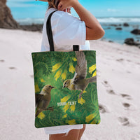 Bellbird New Zealand Personalised Tote Bag Kowhai Flower Maori Pattern