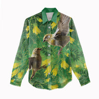 Bellbird New Zealand Personalised Women Casual Shirt Kowhai Flower Maori Pattern