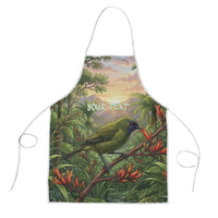 Bellbird New Zealand Personalised Apron Korimako Harakeke Flower Native Forest LT22 Green - Polynesian Pride