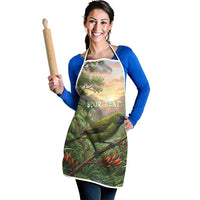 Bellbird New Zealand Personalised Apron Korimako Harakeke Flower Native Forest LT22 - Polynesian Pride