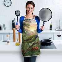 Bellbird New Zealand Personalised Apron Korimako Harakeke Flower Native Forest LT22 - Polynesian Pride