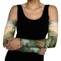 Bellbird New Zealand Personalised Arm Sleeves Korimako Harakeke Flower Native Forest