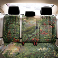 Bellbird New Zealand Personalised Back Car Seat Cover Korimako Harakeke Flower Native Forest