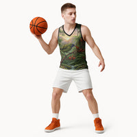 Bellbird New Zealand Personalised Basketball Jersey Korimako Harakeke Flower Native Forest