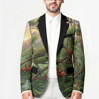 Bellbird New Zealand Personalised Blazer Korimako Harakeke Flower Native Forest LT22 - Polynesian Pride