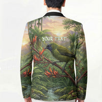 Bellbird New Zealand Personalised Blazer Korimako Harakeke Flower Native Forest LT22 - Polynesian Pride