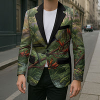 Bellbird New Zealand Personalised Blazer Korimako Harakeke Flower Native Forest LT22 - Polynesian Pride
