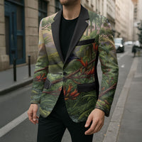 Bellbird New Zealand Personalised Blazer Korimako Harakeke Flower Native Forest LT22 - Polynesian Pride