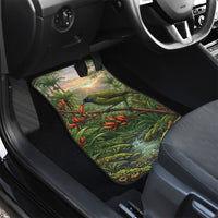 Bellbird New Zealand Personalised Car Mats Korimako Harakeke Flower Native Forest