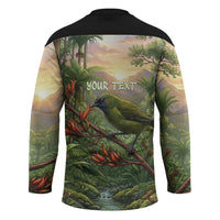 Bellbird New Zealand Personalised Hockey Jersey Korimako Harakeke Flower Native Forest LT22 - Polynesian Pride