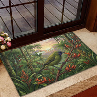 Bellbird New Zealand Personalised Rubber Doormat Korimako Harakeke Flower Native Forest
