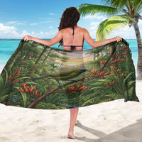 Bellbird New Zealand Personalised Sarong Korimako Harakeke Flower Native Forest