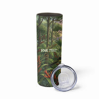 Bellbird New Zealand Personalised Skinny Tumbler Korimako Harakeke Flower Native Forest