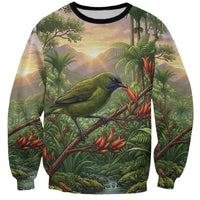 Bellbird New Zealand Personalised Sweatshirt Korimako Harakeke Flower Native Forest