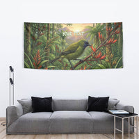Bellbird New Zealand Personalised Tapestry Korimako Harakeke Flower Native Forest