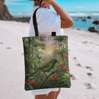 Bellbird New Zealand Personalised Tote Bag Korimako Harakeke Flower Native Forest