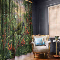 Bellbird New Zealand Personalised Window Curtain Korimako Harakeke Flower Native Forest