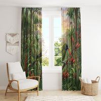 Bellbird New Zealand Personalised Window Curtain Korimako Harakeke Flower Native Forest