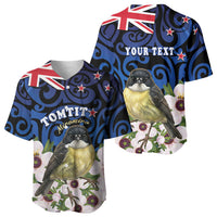 Tomtit New Zealand Personalised Baseball Jersey Miromiro Manuka Flower Maori Pattern LT22 - Polynesian Pride
