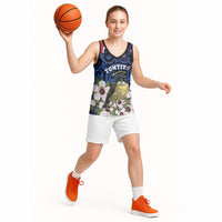 Tomtit New Zealand Personalised Basketball Jersey Miromiro Manuka Flower Maori Pattern