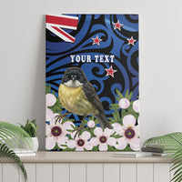 Tomtit New Zealand Personalised Canvas Wall Art Miromiro Manuka Flower Maori Pattern LT22 - Polynesian Pride