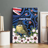 Tomtit New Zealand Personalised Canvas Wall Art Miromiro Manuka Flower Maori Pattern LT22 - Polynesian Pride