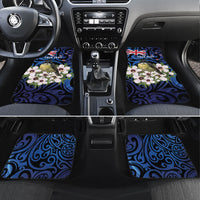 Tomtit New Zealand Personalised Car Mats Miromiro Manuka Flower Maori Pattern LT22 Set 4pcs Blue - Polynesian Pride