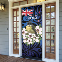 Tomtit New Zealand Personalised Door Cover Miromiro Manuka Flower Maori Pattern