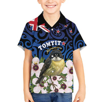 Tomtit New Zealand Personalised Family Matching Mermaid Dress and Hawaiian Shirt Miromiro Manuka Flower Maori Pattern