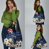 Tomtit New Zealand Personalised Grocery Bag Miromiro Manuka Flower Maori Pattern