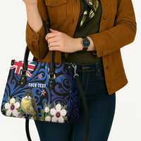 Tomtit New Zealand Personalised Leather Bag Miromiro Manuka Flower Maori Pattern LT22 - Polynesian Pride