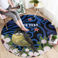 Tomtit New Zealand Personalised Round Carpet Miromiro Manuka Flower Maori Pattern LT22 - Polynesian Pride