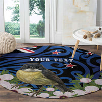 Tomtit New Zealand Personalised Round Carpet Miromiro Manuka Flower Maori Pattern LT22 - Polynesian Pride