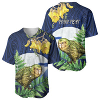 Kakapo New Zealand Personalised Baseball Jersey Kowhai Flower Silver Fern Maori Pattern LT22 - Polynesian Pride