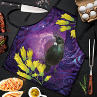 New Zealand Tui Bird Matariki Apron Kowhai Flower Silver Fern Galaxy Maori Pattern LT22 Purple - Polynesian Pride