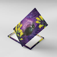 New Zealand Tui Bird Matariki Canvas Wall Art Kowhai Flower Silver Fern Galaxy Maori Pattern