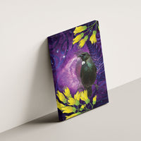 New Zealand Tui Bird Matariki Canvas Wall Art Kowhai Flower Silver Fern Galaxy Maori Pattern