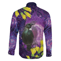 New Zealand Tui Bird Matariki Family Matching Mermaid Dress and Hawaiian Shirt Kowhai Flower Silver Fern Galaxy Maori Pattern