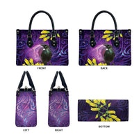 New Zealand Tui Bird Matariki Leather Bag Kowhai Flower Silver Fern Galaxy Maori Pattern