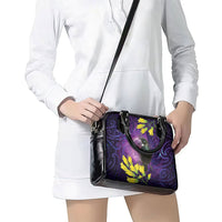 New Zealand Tui Bird Matariki Shoulder Handbag Kowhai Flower Silver Fern Galaxy Maori Pattern